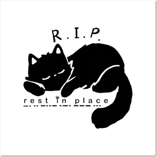 Rest-In-Place (R.I.P)  Black Cat | GothicCat Posters and Art